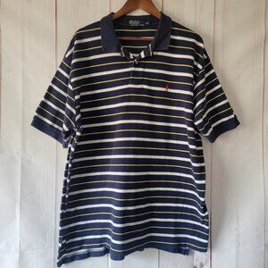 Polo Ralph Lauren Vintage 90’s Classic Fit, Textured Knit Striped Short-Sleeve